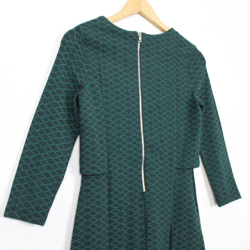 Topshop Geo Print Notch Overlay 3/4 Sleeve Mini Dress - Picture 13 of 14